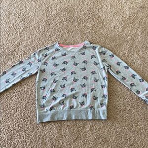 gray long sleeve with cats and pink bows